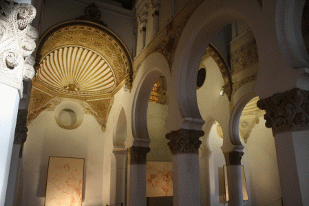 Arq, XII, Sinagoga, Santa Maral la Blanca, interior, Toledo