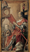 Pin, XV, Berriguete, Pedro, Federico Montefeltro y su hijo Guidobaldo, Galera de las Marcas, Urbino, 1474