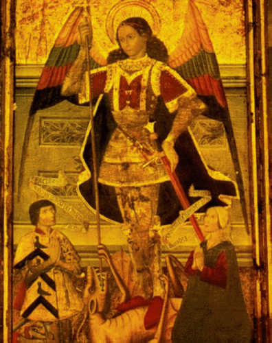 Pin, XV, Annimo, San Miguel con los Seores de Barillas como Donantes, Retablo, Catedral, Tudela, Navarra