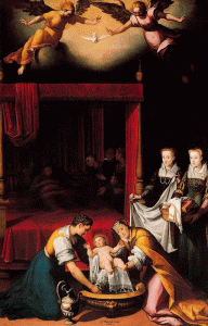 Pin, XVII, Pantoja de la Cruz, Juan, Nacimiento de la Virgen, M. del Prado 1603