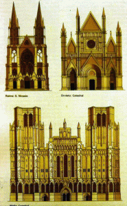 Arq, XIII, Templo gtico, Catedrales de Reims, de Orvieto y de Wells, fachadas