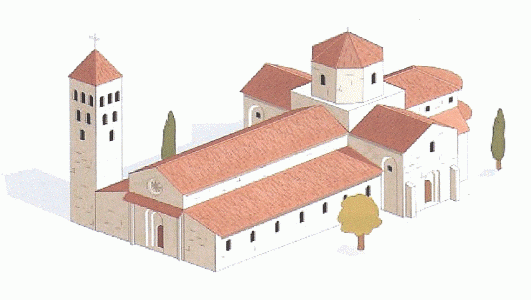 Arq, Templo romnico, reconstruccin ideal, vista cenital