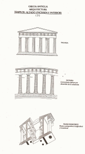 Arq, Templo drico, Alzado fachada. plano isomtrico, Grecia antigua