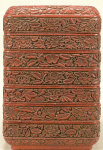 Cermica, XIII-XIV, DIN Yuan, Caja de Compartimentos, Laca Roja, Lee Collection, Familiar, Tokio