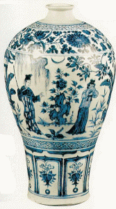 Cermica, XIII-XIV DIN Yuan, Jarrn con Pscena de la novela El Pabelln Oeste, Victoria-Albert Museum
