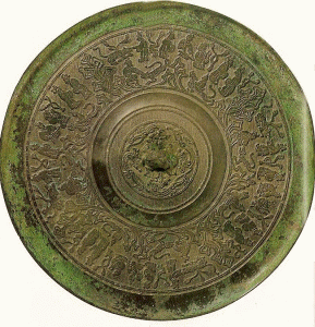 Orfebrera, I aC., DIN Han occidentales, Parte posterior de espejo, bronce, Free Gallery of Art. Washintong, USA