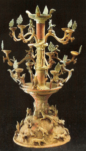 Esc, II aC., DIN Han, Reinos Orientales, Lmpara de Las Cien Flores, Terracota, Col. Reliquias Culturales, China