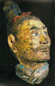 Esc, III aC., DIN. Qin, Primer Emperador, Cabeza con Tonos Encarnado y Verde, Lington, Shaanxi, M. del Ejrcito