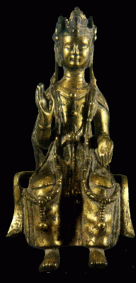 Esc, VI-VII, Bodhisattwa sentado, Bronce, Col. Particular, China, 581-618 