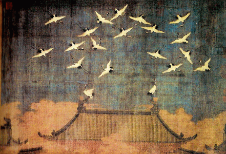 Pin, XI-XII, DIN Song, Song Huizong, Grullas del Buen Augurio, Seda, M. Provincial, Liaoning