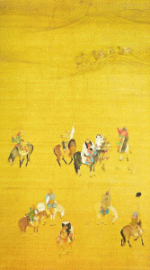 Pin, XIII, DIN Song, Liu Guandao Kublai Kan de Caza, Seda, M. Palacio Nacional, Taipei