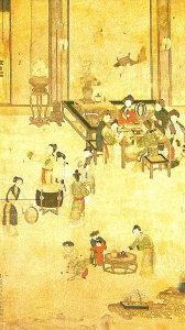 Pin, XIII-XIV, DIN Yuan,  Wang Zhenpeng, Fiesta de la Primavera, Seda, Detalle, M. fur Volkerkun