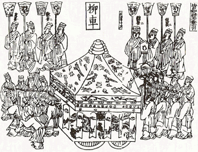 Pin, XIV-XVII, DIN Ming, Carroza Fnebre del Emperador, Xilografa
