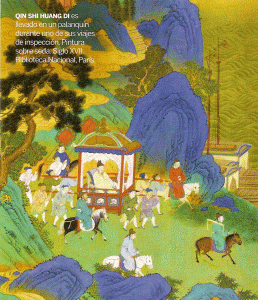 Pin, XVII, DIN Qing, Emperador Shi Huang Di en Palanqun, Seda, Biblioteca Nacional, Pars