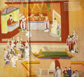 Pin, XVIII, DIN Qing, Emperador de la Dinastia Song, siglo X-XII y Corte de Servidores Mandarines, Miiniatura