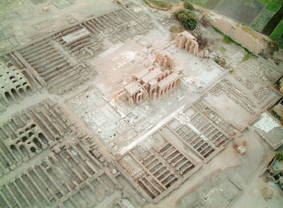 Arq, Egipto, XIII, DIN XIX,Rameseum, Ramss II, Vista area, Tebas, 1279-1213 aC.