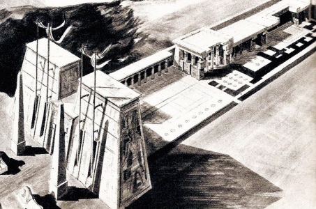 Arq, Egipto, Templo, Alzado y seccin
