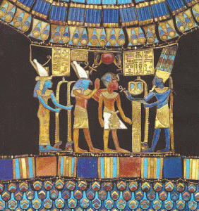 Orfebrera, XIV, DIN XVIII, Tutankhamn ante Amn que le ofrece el smbolo de la vida, Pectoral, 1334-1325