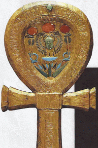 Orfebrera, XIV, DIN XVIII, Caja para espejo en forma de Ankh, Tumba de Tutankamn, M. Egipcio, El Cairo, 1334-1325