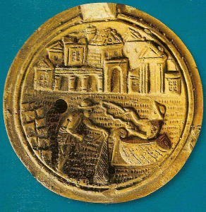 Cermica, IV-I aC., Pescador y litoral, Lmpara, Alejandra, Egipto
