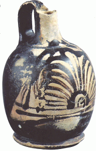 Cermica, IV  aC, lequitos de base globular, decoracin de palmeras, tico, Grecia