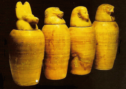 Cermica, VII, DIN XXVI, Vasos canopes, hijos de Horus, alabastro, Psamtico I-III, 595-525