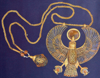 Orfebrera, XIV, DIN XVIII, Colgante, oro, Tumba de Tutankhamn, 1334-1325