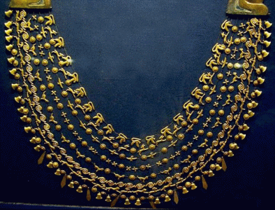 Orfebrera, XIV, DIN XVIII, Collar, oro, Tumba de Tutankhamn, M. Egipcio, El Cairo, 1334-1325