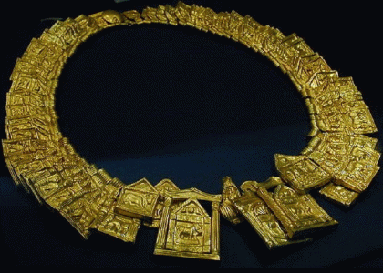Orfebrera, XIV, DIN XVIII, Collar, Oro, Tumba de Tutankhamn, 1334-1325