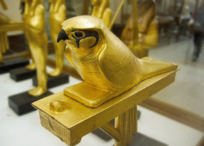 Orfebrera, XIX, DIN XVIII, Halcn, oro, Tutankhamn, M. Egjpcio, El Cairo, 1334-1325