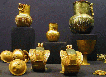 Orfebrera, XCIV, DIN XVIII, Objetos varios, oro, Tumba de Tutankhamn, M.Egipcio, El Cairo, 1334-1325