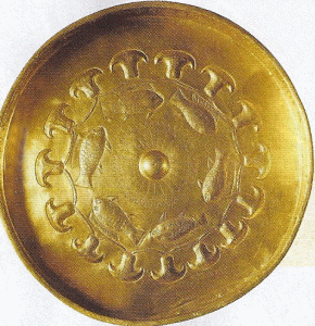 Orfebrera, XV, DIN XVIII, Patera, oro, Regalo de Tutmosis III al general,Djehuti, M. del  Louvre, Pars, 1458-1425