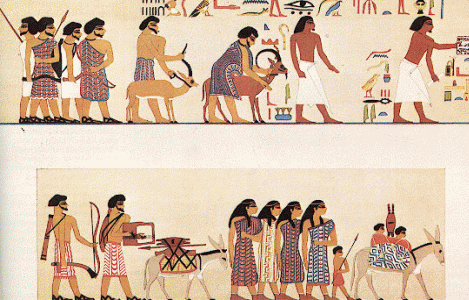 Pin, DIN XI, Comerciantes libios, Tumba del visir o nonarca de Jnumhotep II, poca Mentuotep II, Beni Hassan, 2055-2004