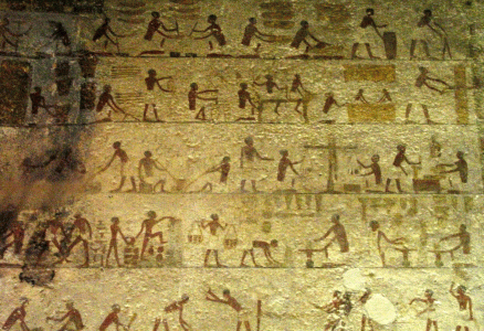 Pin, DIN XII, Sirvientes trabajando la cosecha, Hipogeo de Jhnumhotep II, Beni Hassan, 1991-1850