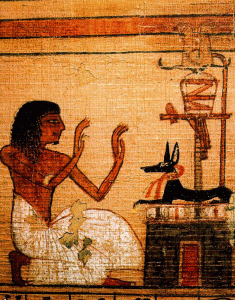 Pin, DIN XIX, Difunto orando a Anubis, poca de Seti I, M. de Arte e Historia, Bruselas, Blgica, 1294-1279