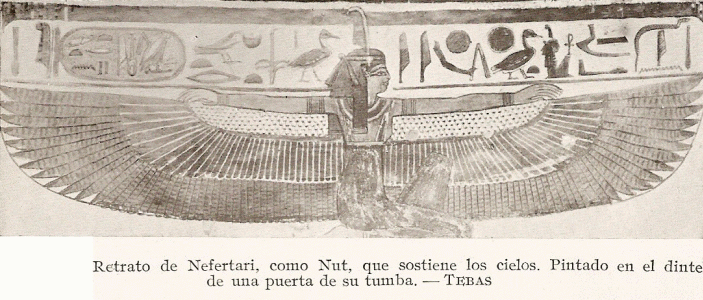 Pin, DIN XIX, Retrato de Nefertari como Nut que sostiene los cielos, Tumba de Nefertari, Tebas, poca de Ramss II, 1279-1213