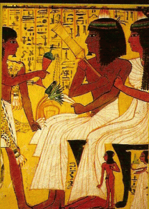 Pin, DIN XIX, Sennedjem y esposa e hijos reciben ofrendas, Tumba en Deir el Medina, poca de Ramss II, 1279-1213