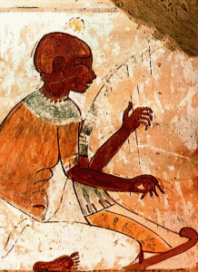 Pin, DIN XVIII, El ciegos tocando el arpa en un banquete, Tumba de Nalt Sheikh Abd-el-Kurna, Tebas occidental