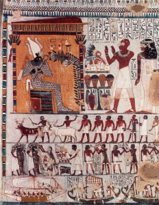 Pin, DIN XVIII, Difunto y esposa ante Osiris, Tumba de Piry, Amenofis II, 1427-1692