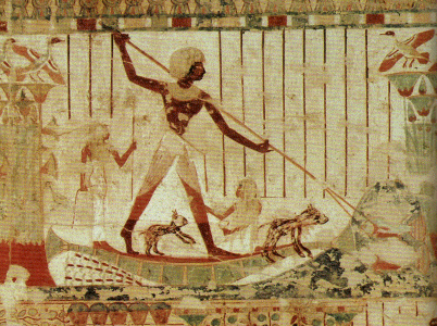 Pin, DIN XVIII, El escriba Userhat pescando junto a su familia, poca de Amenofis II, Tumba tebana, 1427-1392