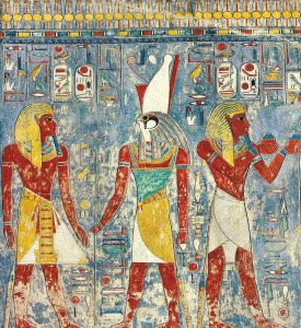 Pin, DIN XVIII, Faran Horemeb ante Anubis, Hathor, y Horus, Tumba, Vall de los Reyes, 1323-1295