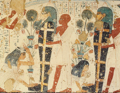 Pin,  XVIII, Floristas en el funeral, Tumba de Nebamn, Amenofis II, hacia 1370
