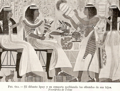 Pin, DIN XIX, Ipuy y esposa reciben ofrendas de sus hijos, Tumba de Ipuy, poca de Ramss II,1279-1213Tebas