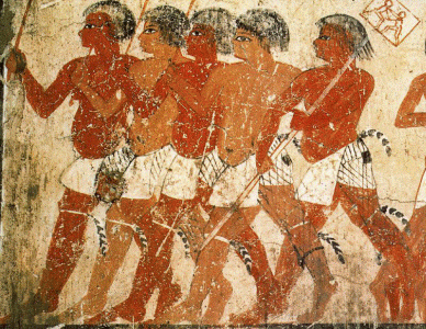 Pin XVIII, Mercenarios nubios desfilando, Tumba de Thanuny, 1350-1334