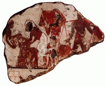 Pin, DIN XVIII, Nios en la recoleccin, Tumba, Tebas occidental, poca de Thutmosis IV, Tumba, Tebas occidental, 1419+-1386