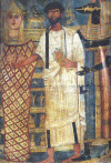 Pin, I-II dC., Anubis lleva a un hombre ante Osiris, ELFAYUM, M. Egipcio, Berlin