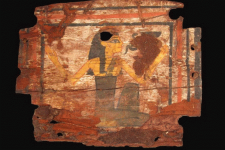 Pin, DIN XIII, Caja de madera con la diosa Wadyet, Tumba, Necrpolis de Qubbe el Hawam, Asuan