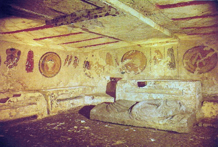 Art, V aC., Tumba de Giglioli, Necrpolis de Tarquinia, interior, Italia
