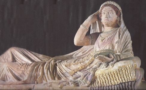 Esc, II aC., Sarcfago de  Larthia Seanti, detalle, M. Arqueolgico Nacional, Florancia, 150-130 aC.