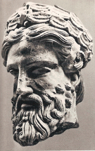 Esc, IV aC., Cabeza de divinidad, arcilla, Procedencia Orvieto